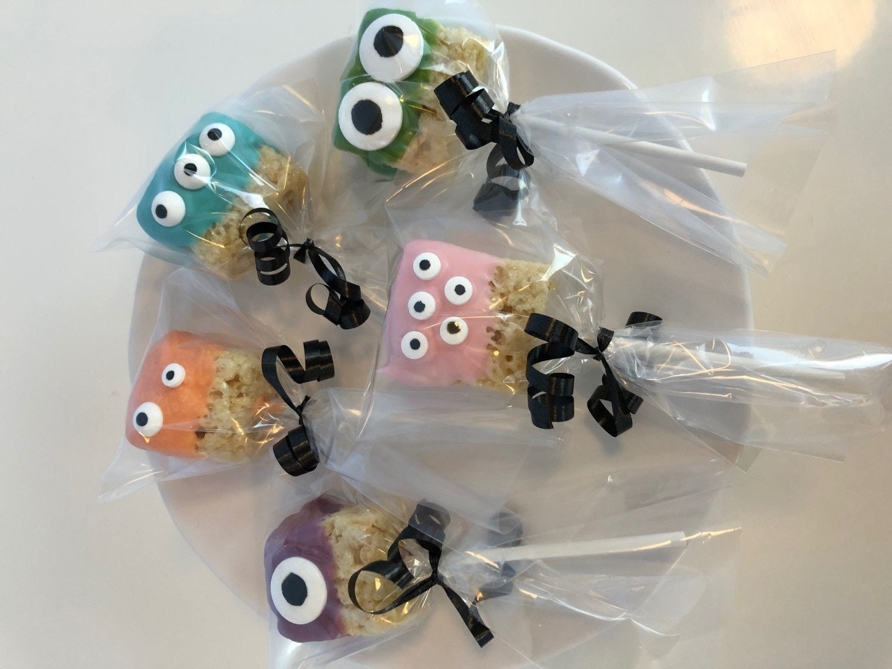 Halloween Chocolate Covered Monster Rice Krispies - Halloween Party Treats - Monster Party Treats
