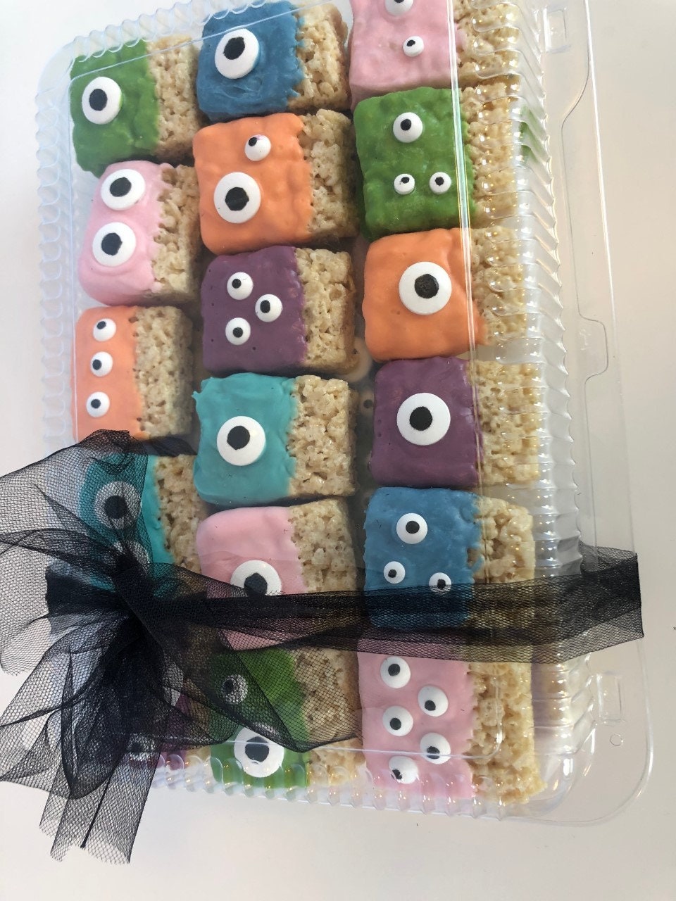 Halloween Chocolate Covered Monster Rice Krispies - Halloween Party Treats - Monster Party Treats