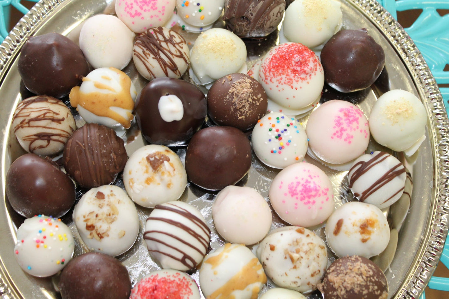 Assorted Cake Balls, One Dozen Chocolate Dipped Cake Balls, Baby Shower Favors