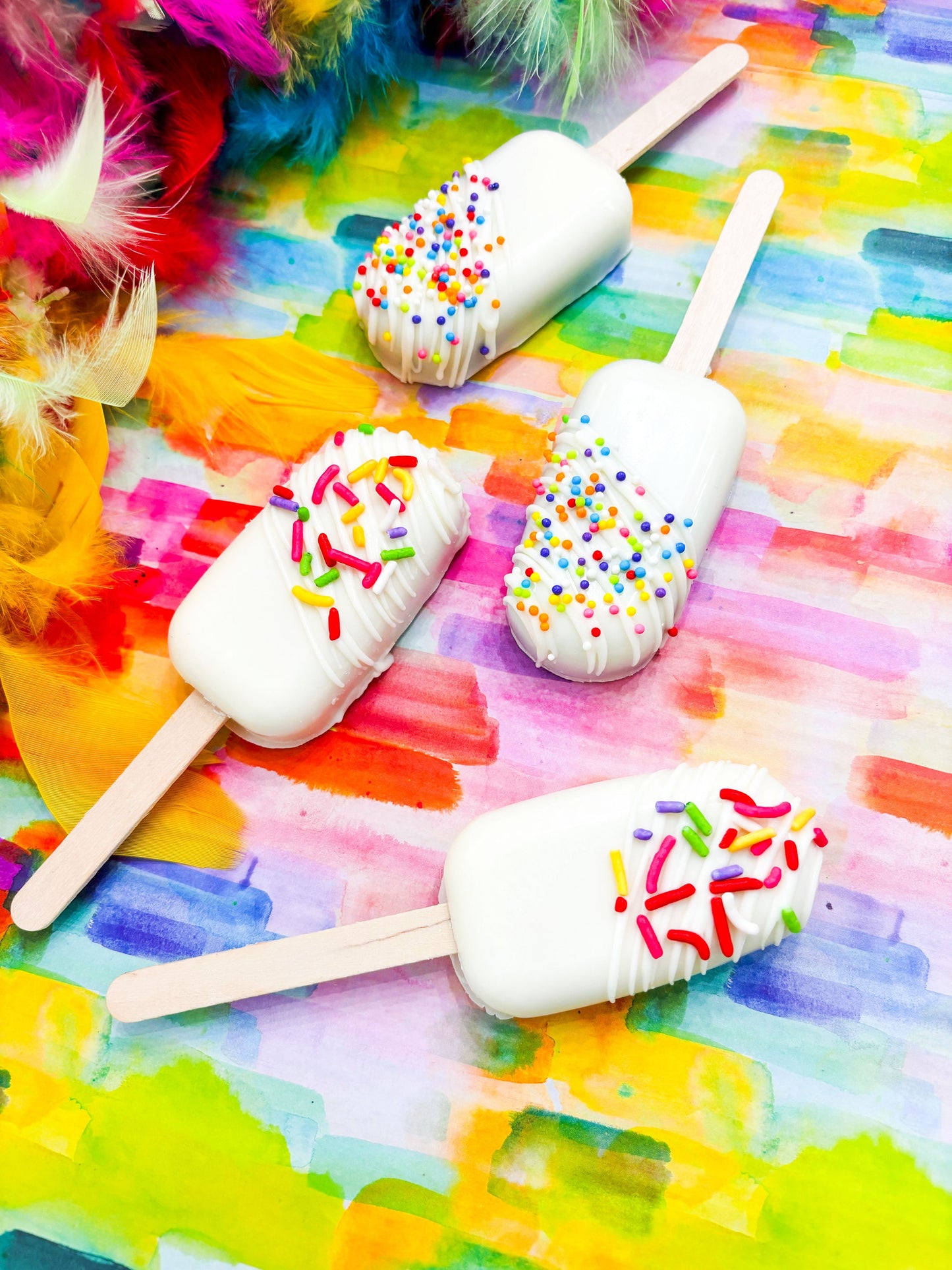 Cakesicle, Spring Chocolate Covered Cakesicles, Funfetti Designer Desserts, Birthday Cake Bites, Birthday Cake Truffles, 1 Dozen