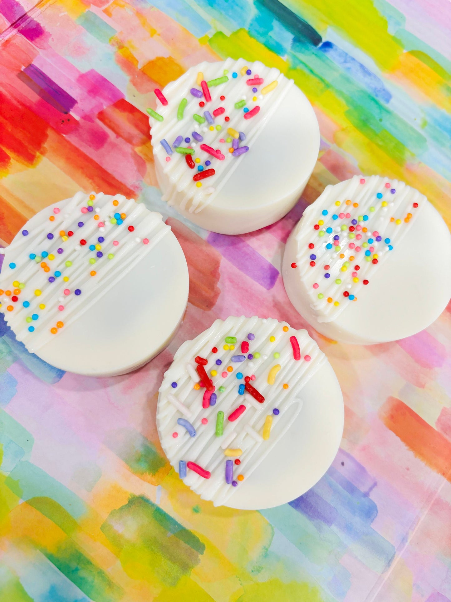 Funfetti White Chocolate Covered Sandwich Cookies – 1 Dozen
