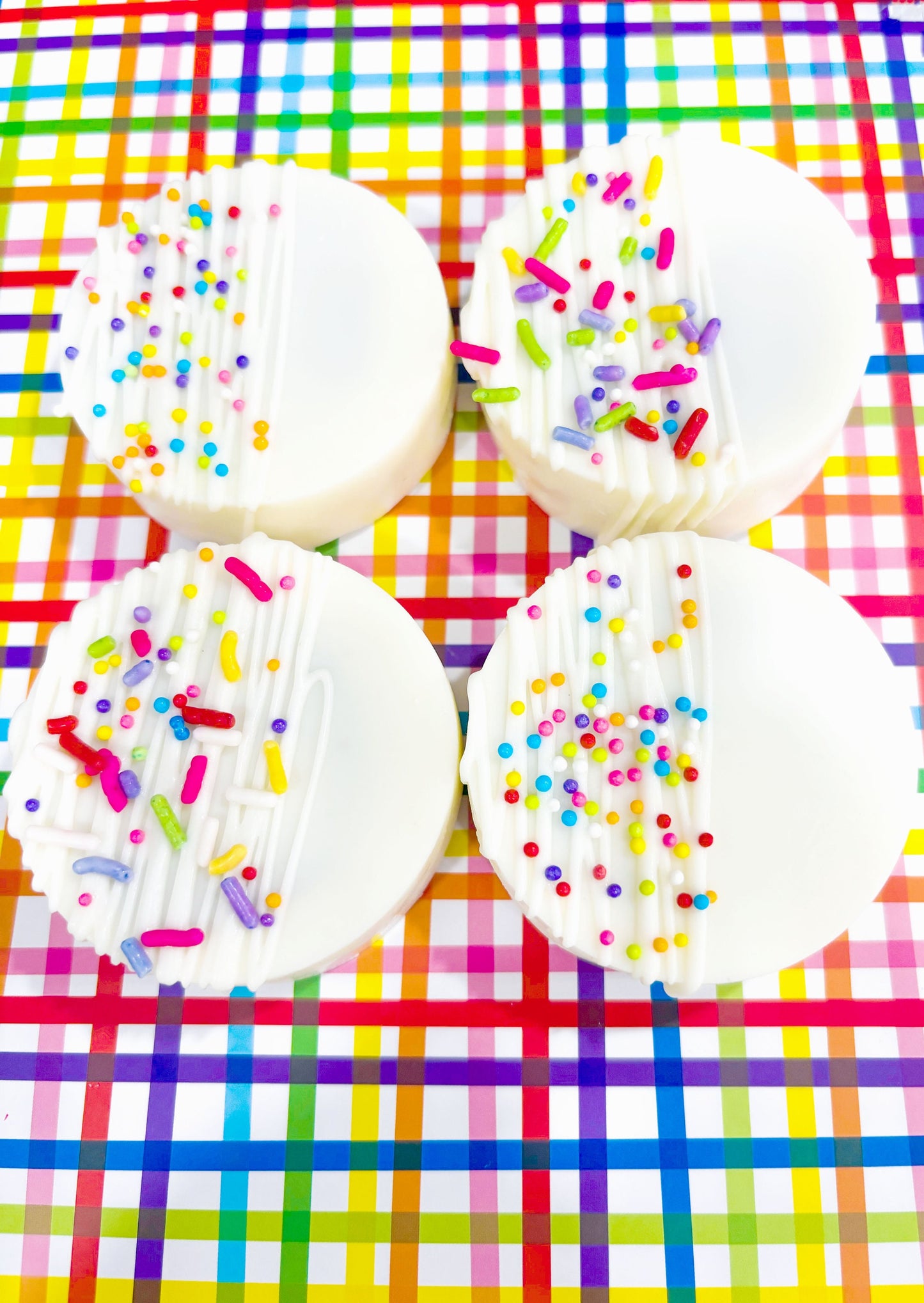 Funfetti White Chocolate Covered Sandwich Cookies – 1 Dozen