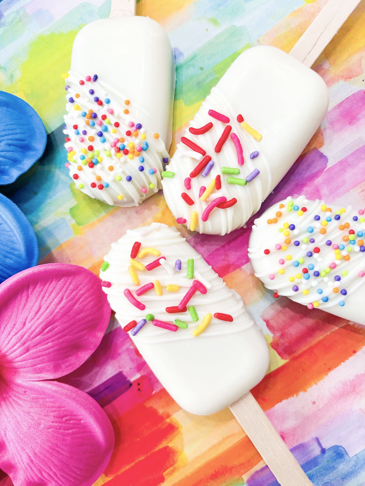 Cakesicle, Spring Chocolate Covered Cakesicles, Funfetti Designer Desserts, Birthday Cake Bites, Birthday Cake Truffles, 1 Dozen