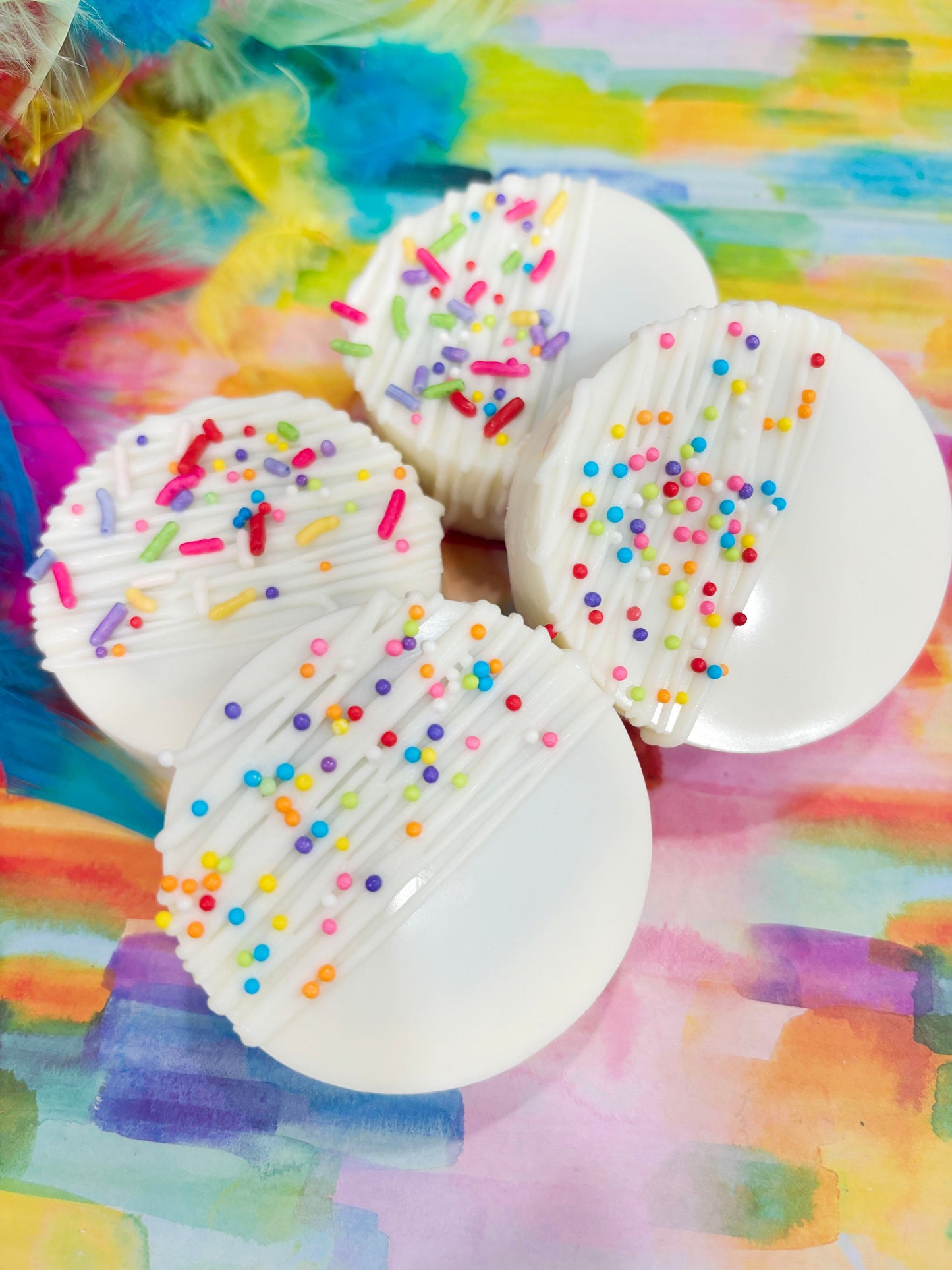 Funfetti White Chocolate Covered Sandwich Cookies – 1 Dozen
