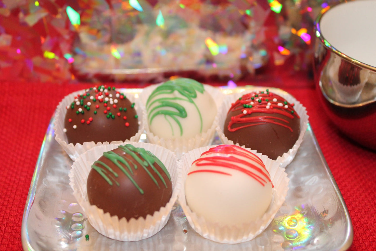 Chocolate Covered Christmas Cake Bites – Assorted Flavors – 1 Dozen