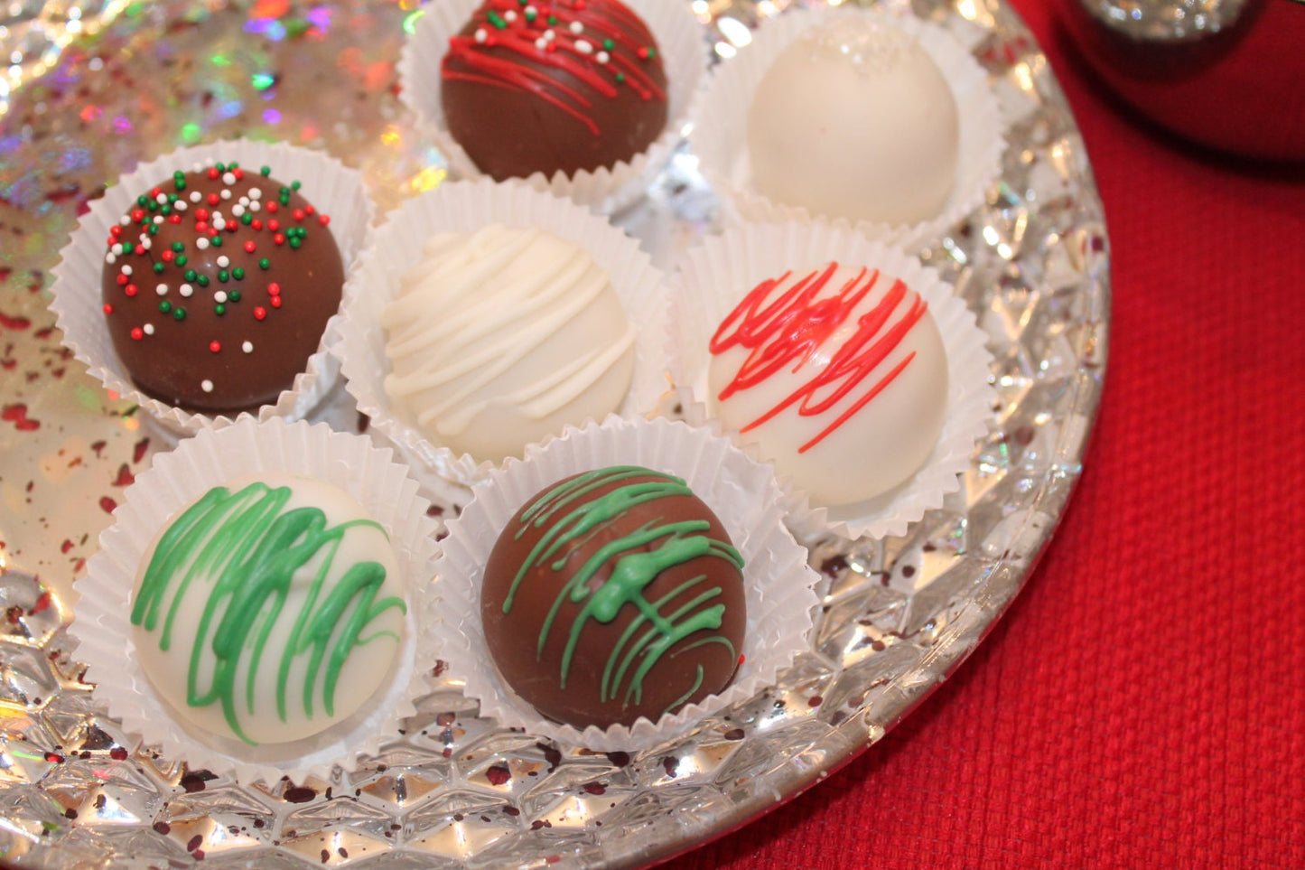 Chocolate Covered Christmas Cake Bites – Assorted Flavors – 1 Dozen