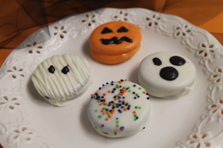 Halloween Themed Chocolate Covered Sandwich Cookies - 1 Dozen