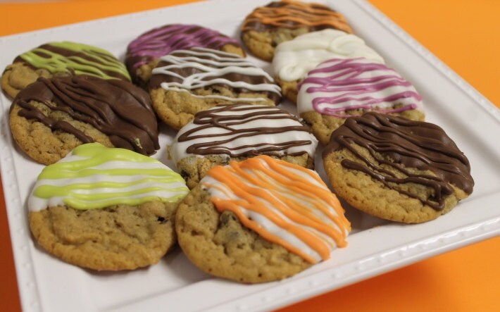 Halloween Themed Chocolate Dipped Chocolate Chip Cookies - 1 Dozen