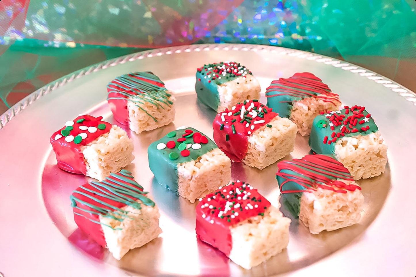 Christmas Chocolate Covered Mini Rice Krispie Treats – 2 Dozen
