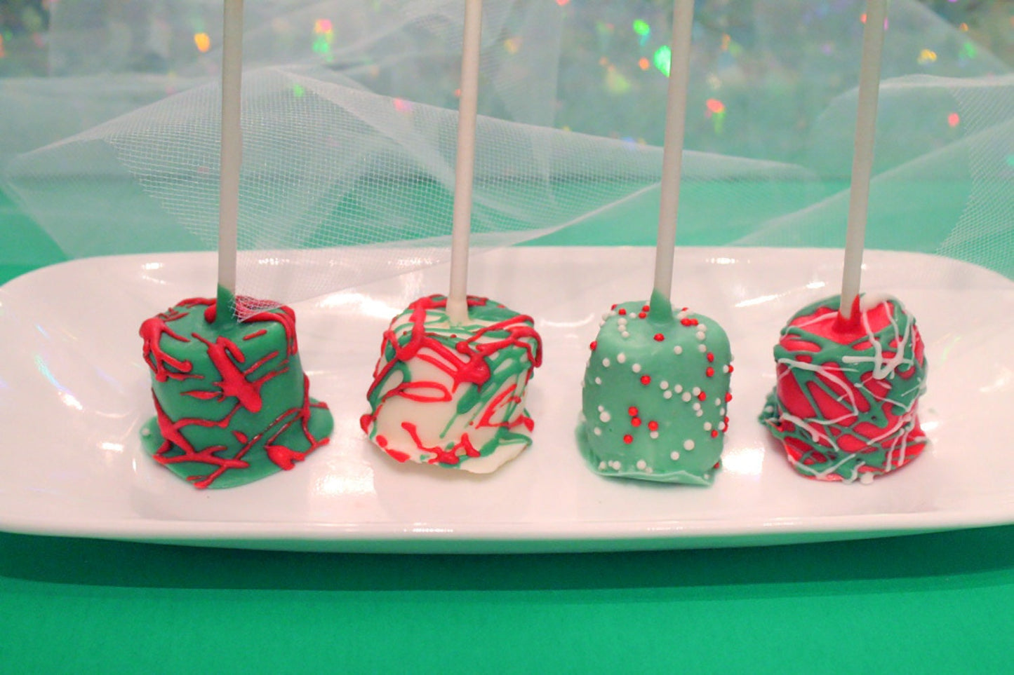 Christmas Chocolate Dipped Marshmallow Pops – 1 Dozen