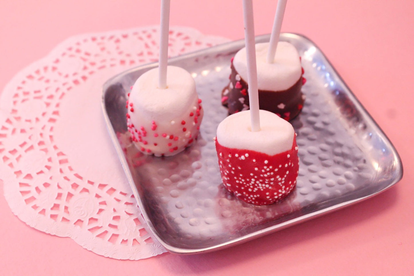 Valentine Chocolate Dipped Marshmallow Pops – 1 Dozen -- Packaged as a Gift for Valentine’s Day