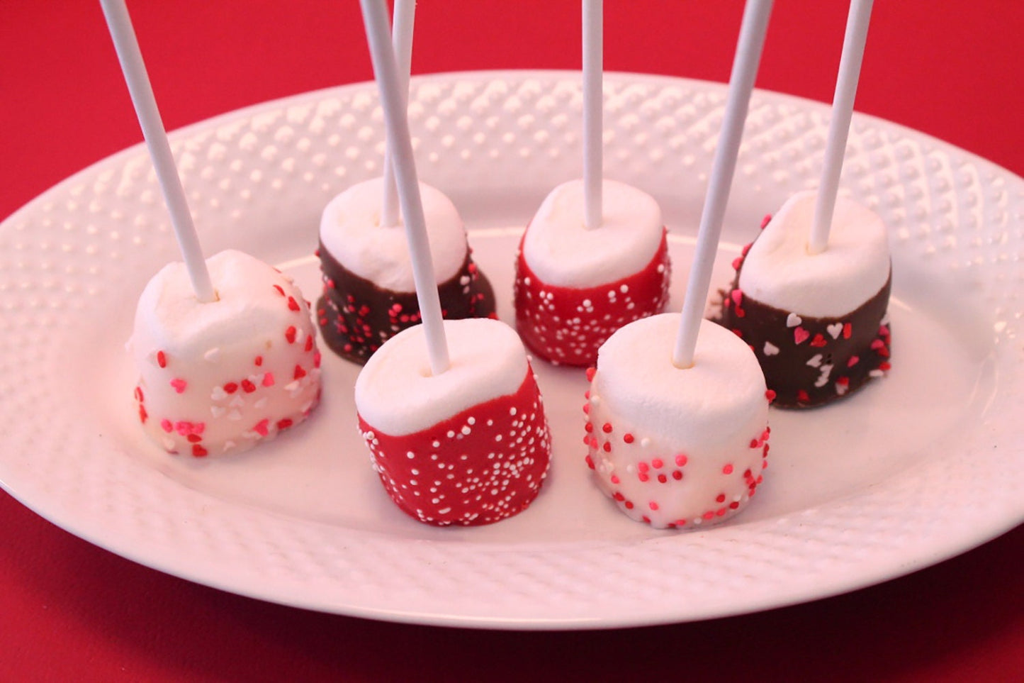 Valentine Chocolate Dipped Marshmallow Pops – 1 Dozen -- Packaged as a Gift for Valentine’s Day