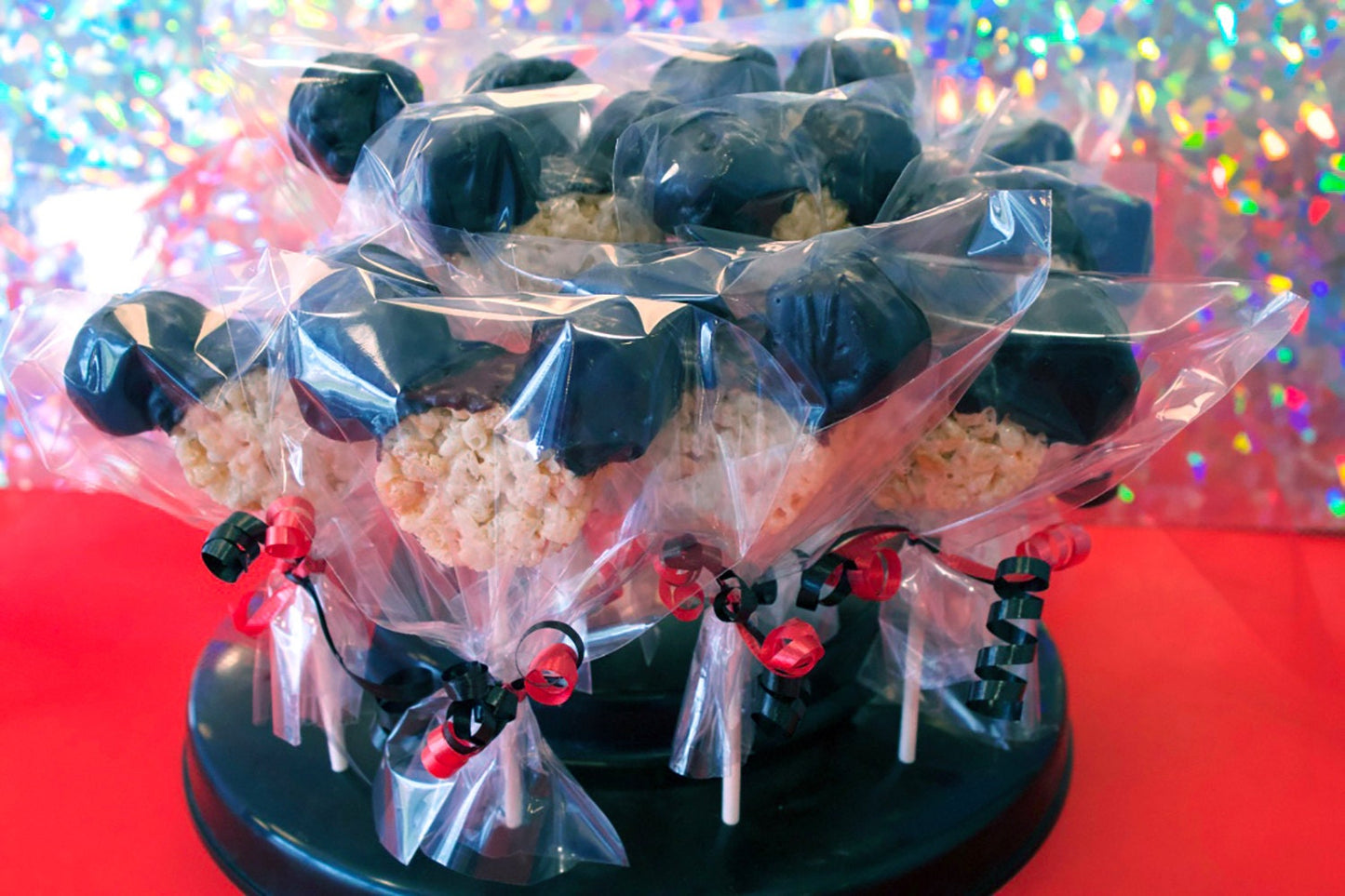 Mickey Mouse / Minnie Mouse Ears Chocolate Covered Rice Krispies Treats on a Stick – 1 Dozen