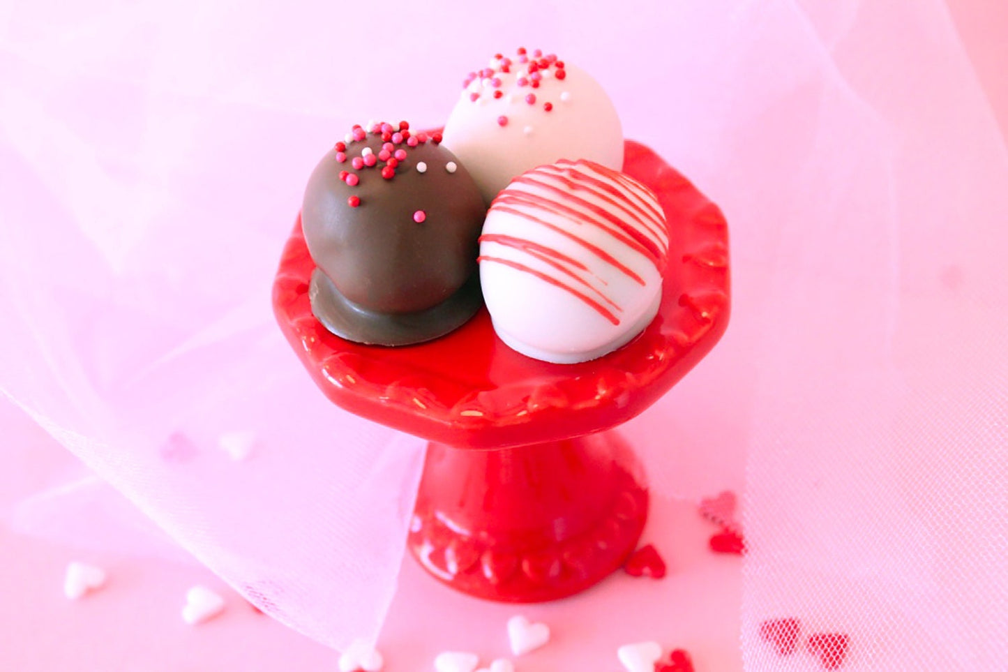 Chocolate Covered Valentines Cake Bites – Assorted Flavors – 1 Dozen