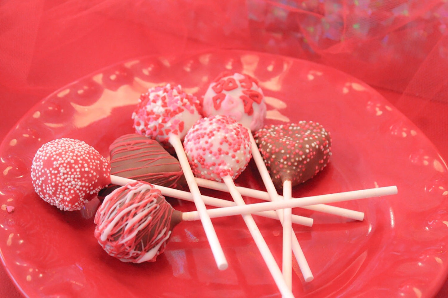 Chocolate Covered Valentine Cake Pops – Assorted Flavors – 1 Dozen