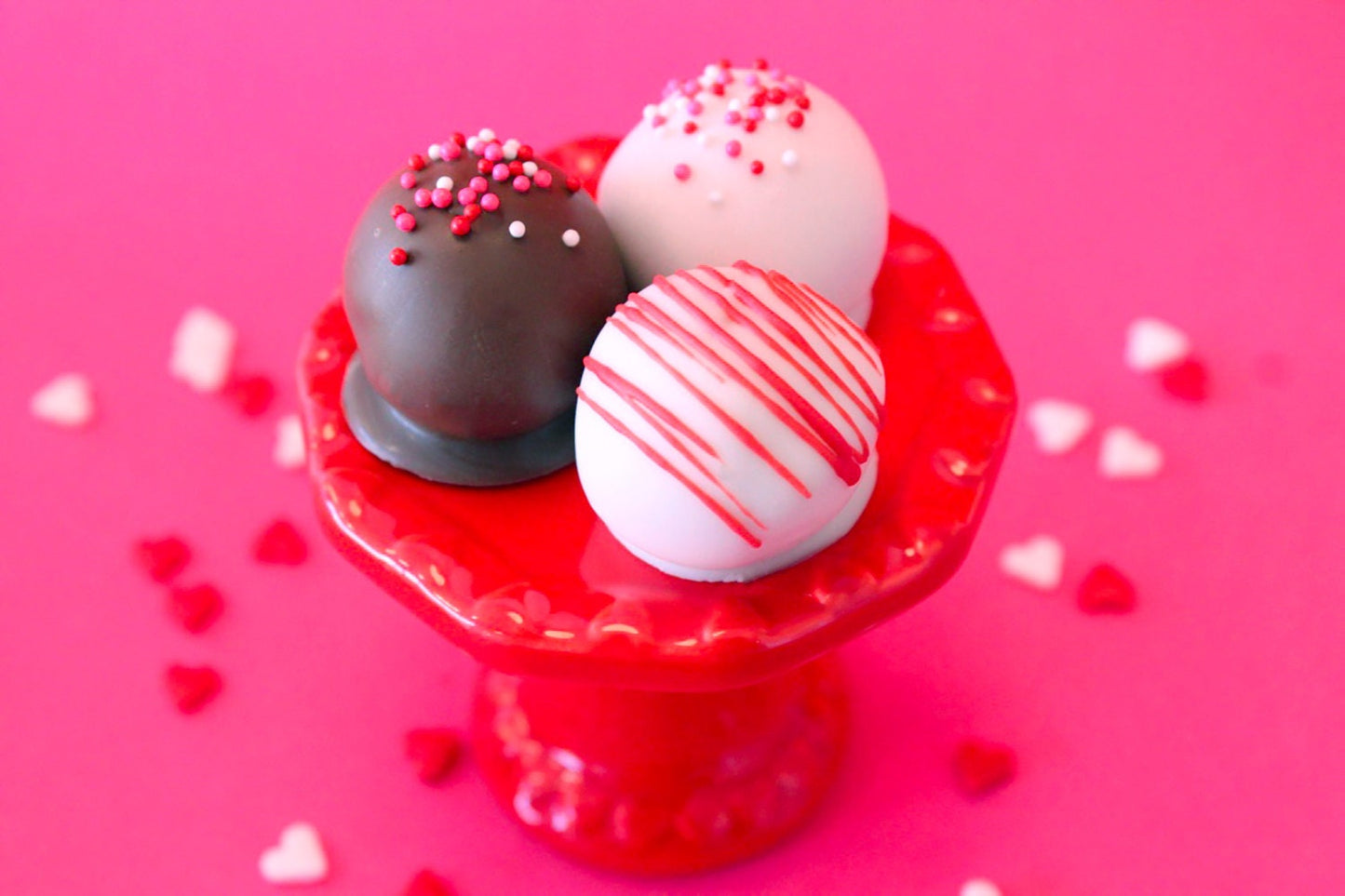 Chocolate Covered Valentines Cake Bites – Assorted Flavors – 1 Dozen