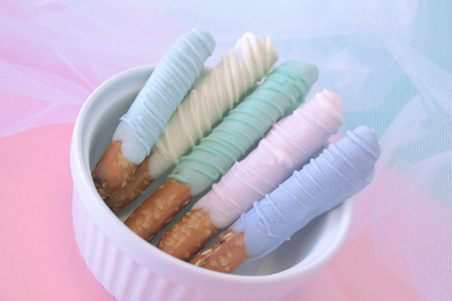 Spring Mini Pretzels- Pastel Chocolate Marshmallows - Easter Party Treats - 1 dozen