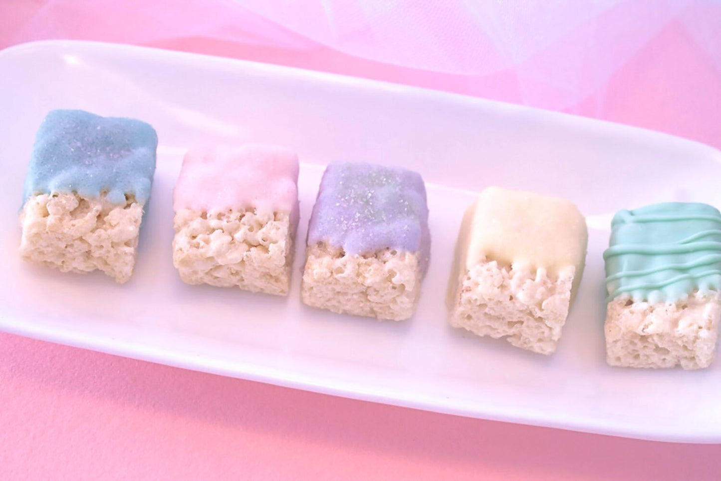 Mini Dipped Spring Rice Krispies- Easter Treats - Pastel Dipped Rice Krispies - 2 Dozen