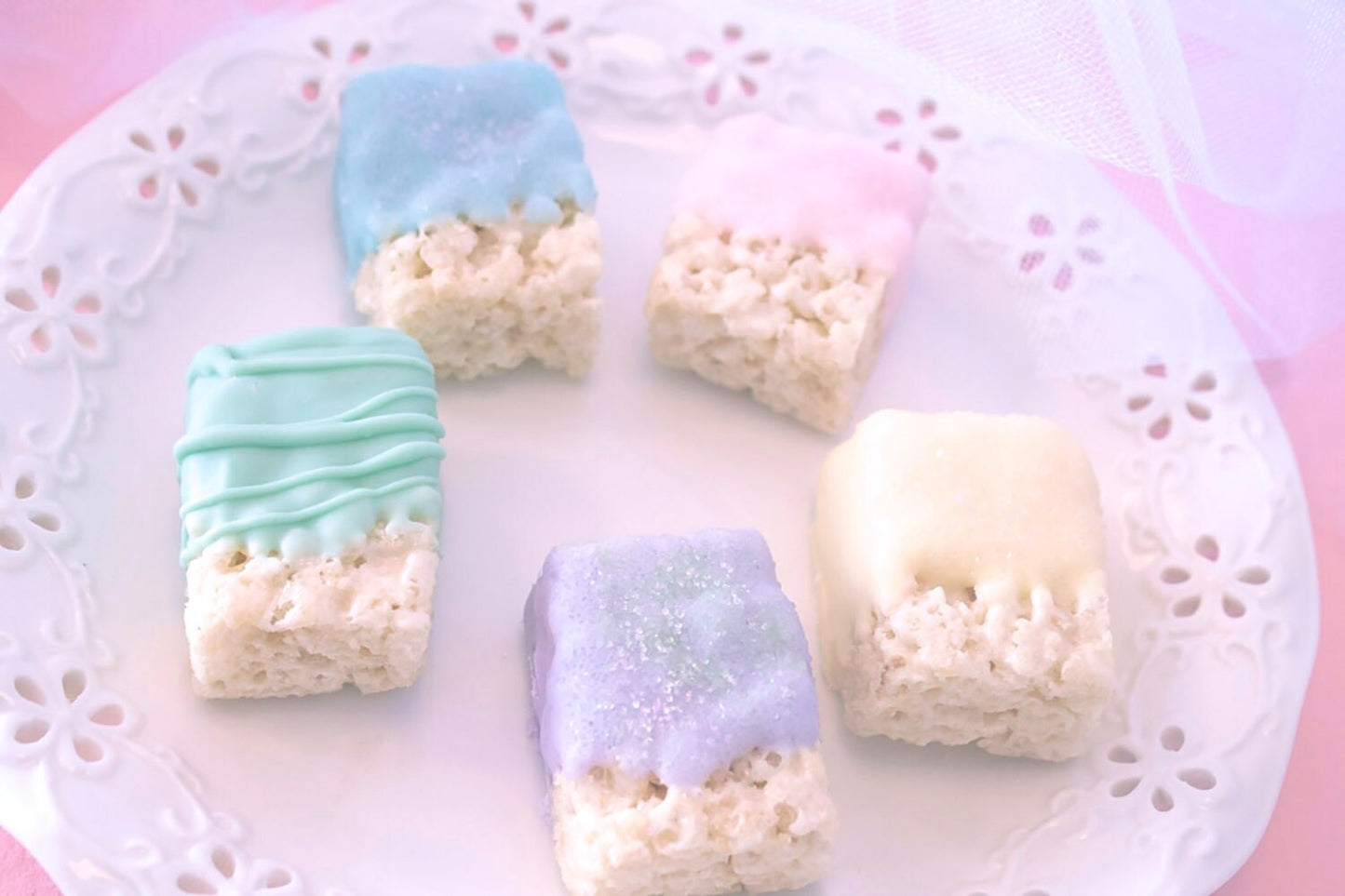 Mini Dipped Spring Rice Krispies- Easter Treats - Pastel Dipped Rice Krispies - 2 Dozen