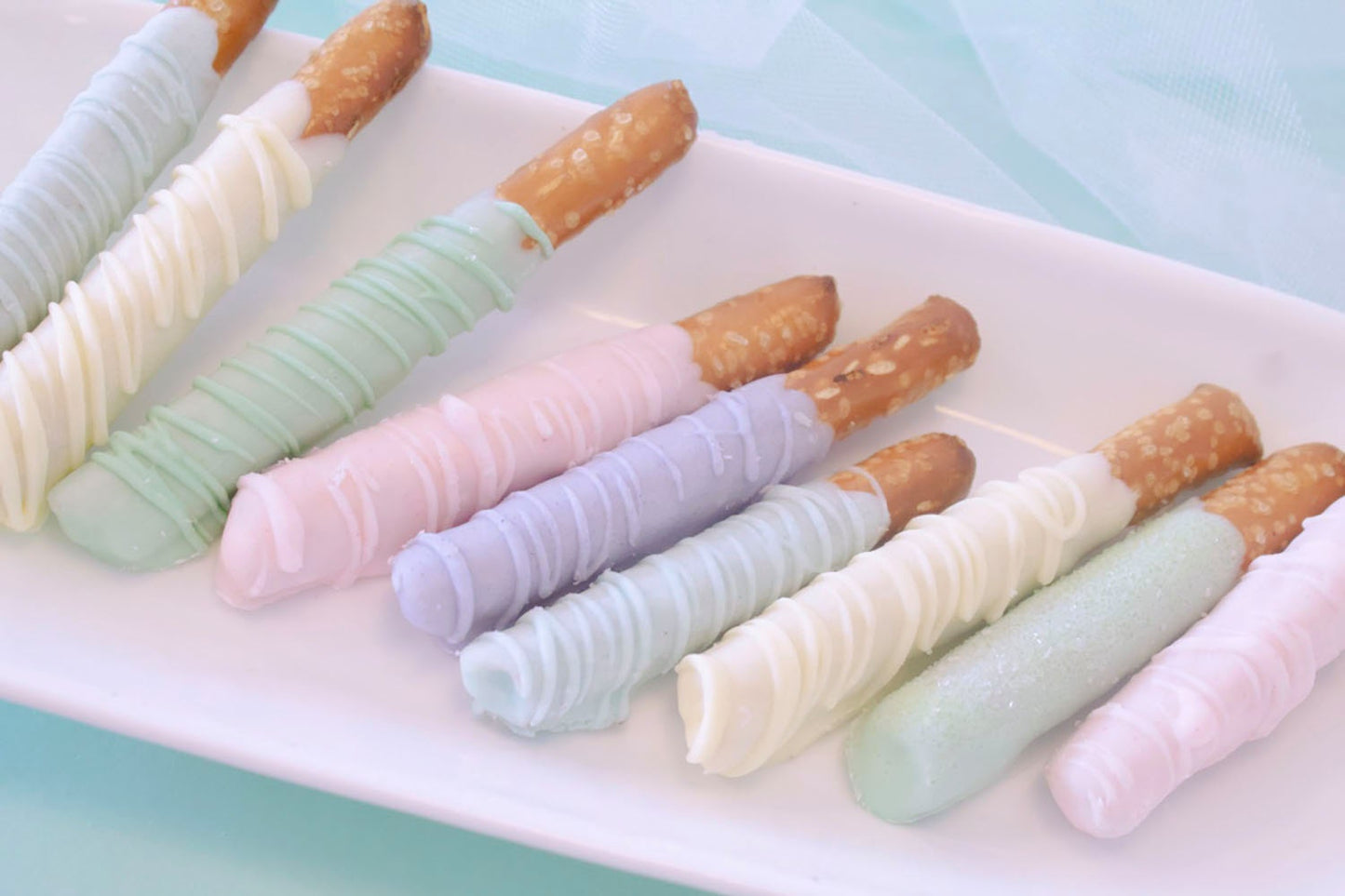 Spring Mini Pretzels- Pastel Chocolate Marshmallows - Easter Party Treats - 1 dozen