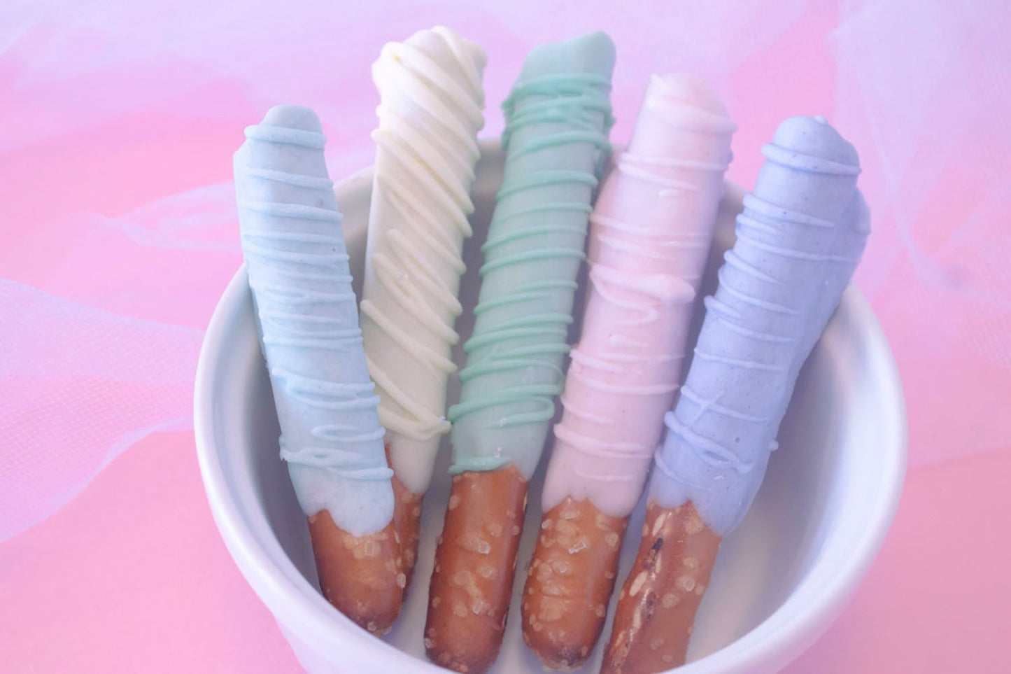 Spring Mini Pretzels- Pastel Chocolate Marshmallows - Easter Party Treats - 1 dozen