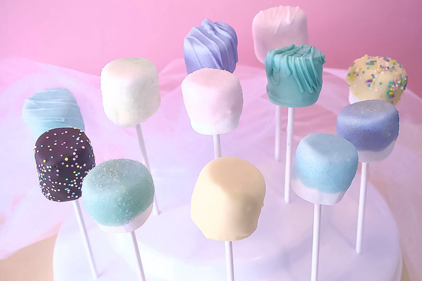 Spring Chocolate Dipped Marshmallow Pops – Pastel Chocolate Marshmallows - Easter Party Treats - 1 Dozen