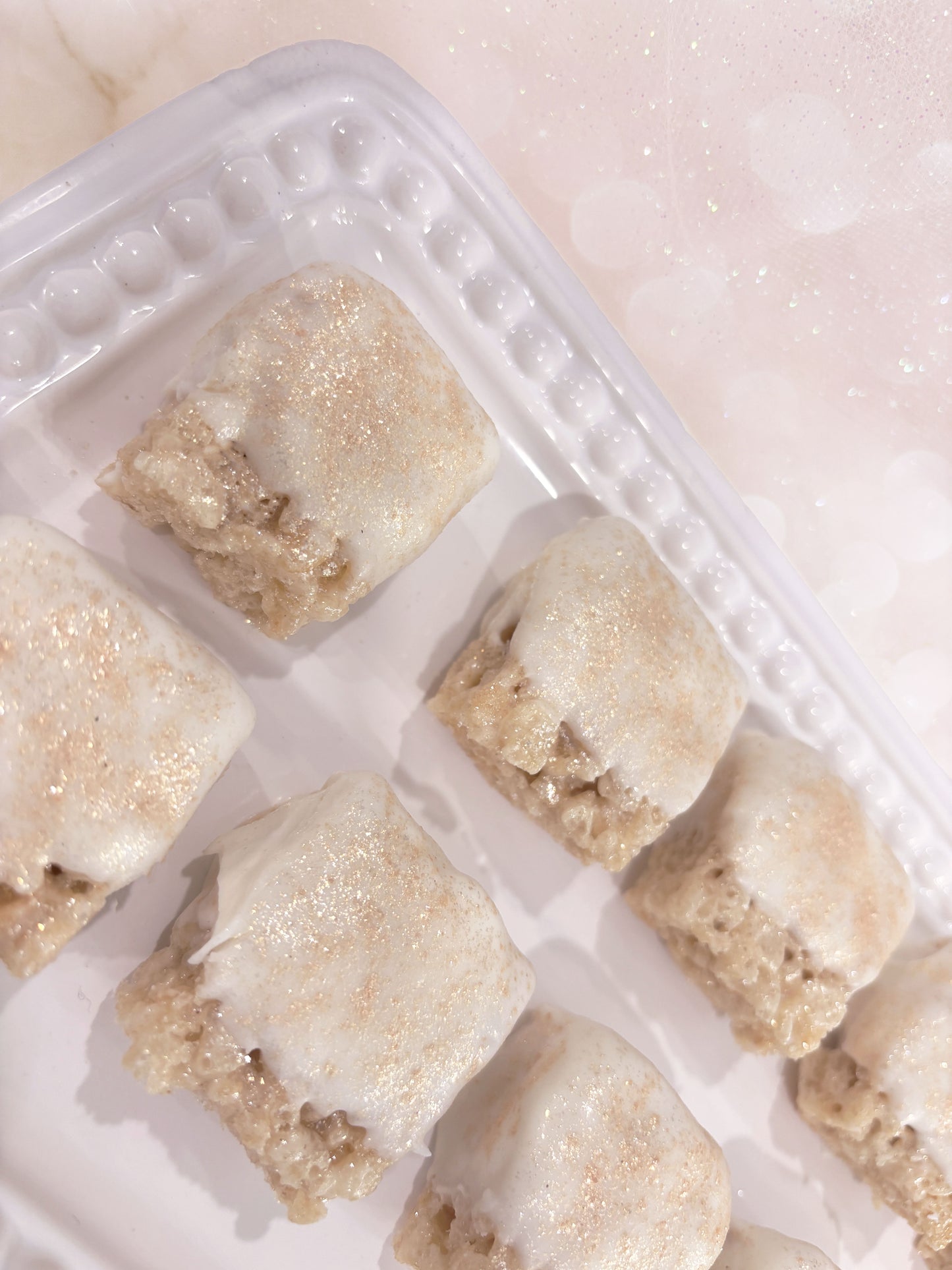 Gold Dust Chocolate Covered Mini Rice Krispie Treats – Wedding Shower Treats - Baby Shower Treats - Party Treats -2 Dozen