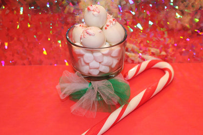 Candy Cane & Peppermint White Chocolate Covered Cake Bites – 1 Dozen