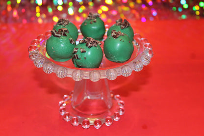 Mint Chocolate Chip White Chocolate Covered Christmas Cake Bites – 1 Dozen