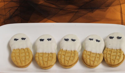 Halloween Ghost Chocolate Covered Peanut Butter “Nutter Butter” Cookies – 1 Dozen
