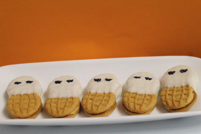 Halloween Ghost Chocolate Covered Peanut Butter “Nutter Butter” Cookies – 1 Dozen