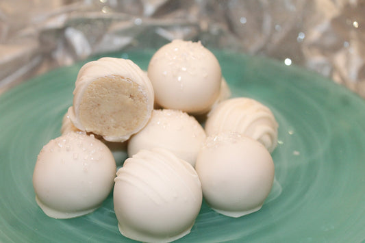 Wedding Cake Bites – Vanilla & Butter Cream, White Chocolate Covered Bites -- 1 Dozen