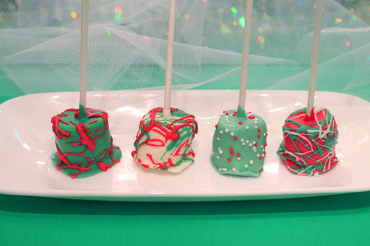 Christmas Chocolate Dipped Marshmallow Pops – 1 Dozen