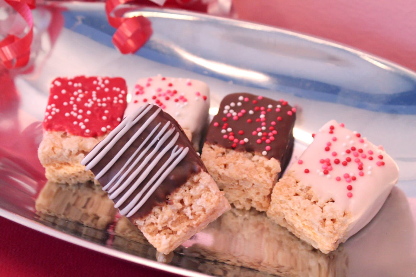 Valentine Chocolate Covered Mini Rice Krispie Treats – 2 Dozen