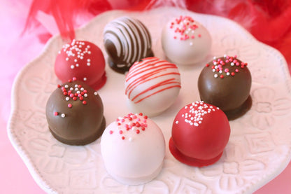 Chocolate Covered Valentines Cake Bites – Assorted Flavors – 1 Dozen
