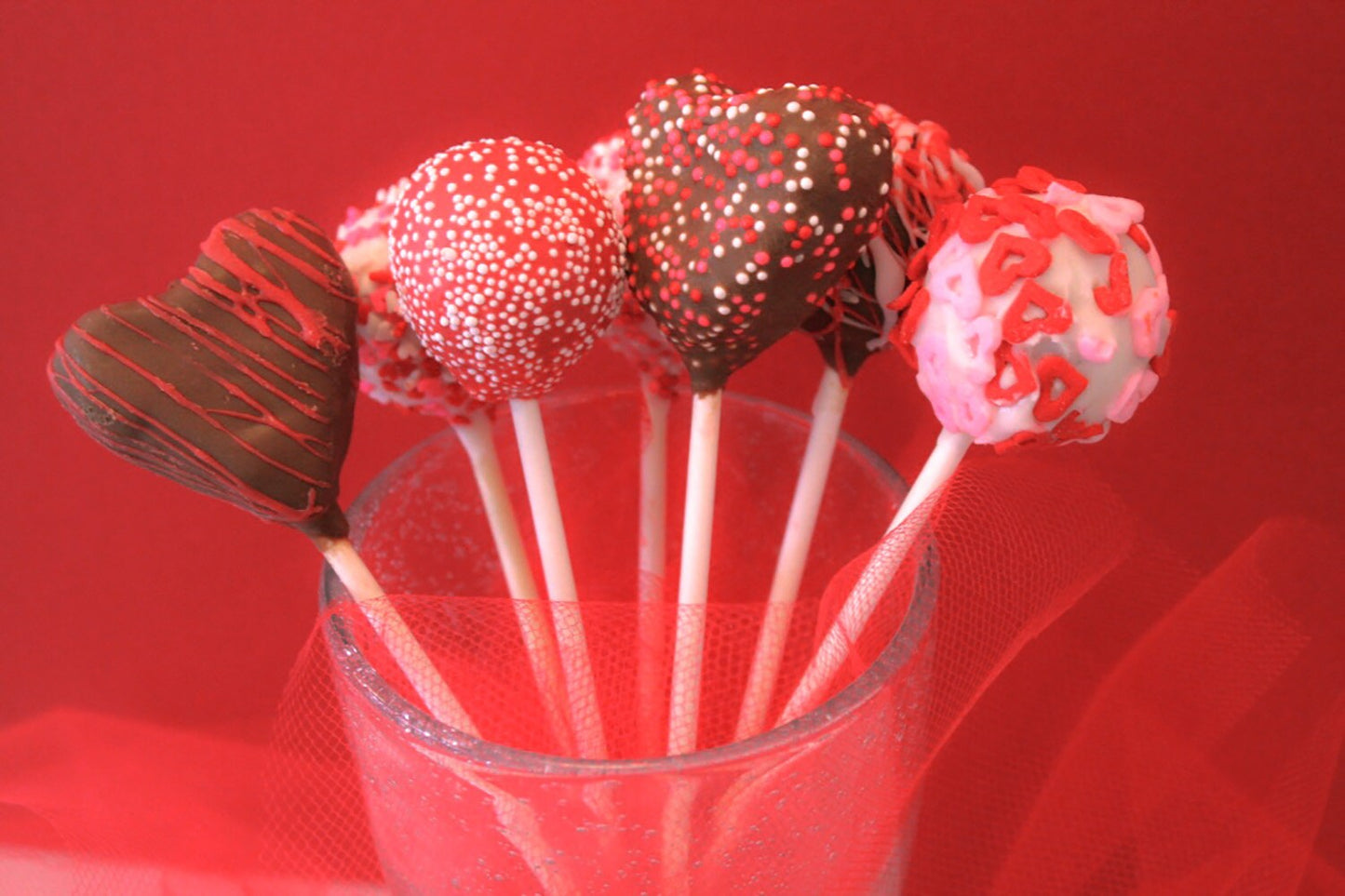Chocolate Covered Valentine Cake Pops – Assorted Flavors – 1 Dozen