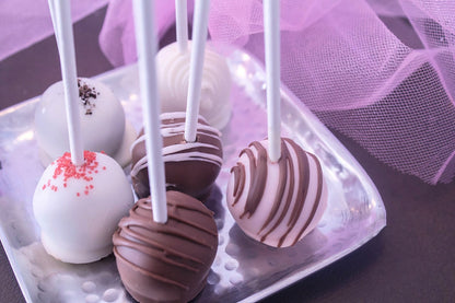 Assorted Cake Pops, Birthday Party Cake Pops, Chocolate Dipped Cake Pops, Treats on a stick, Edible Party Favors - 1 dozen