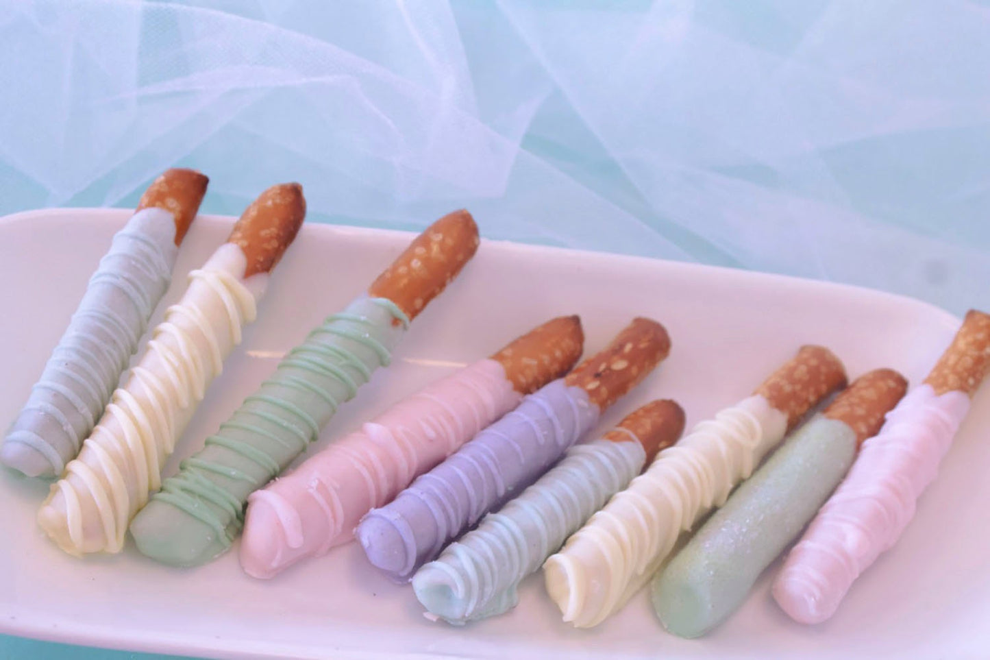 Spring Mini Pretzels- Pastel Chocolate Marshmallows - Easter Party Treats - 1 dozen