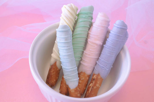 Spring Mini Pretzels- Pastel Chocolate Marshmallows - Easter Party Treats - 1 dozen