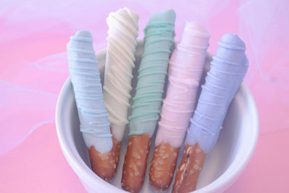 Spring Mini Pretzels- Pastel Chocolate Marshmallows - Easter Party Treats - 1 dozen