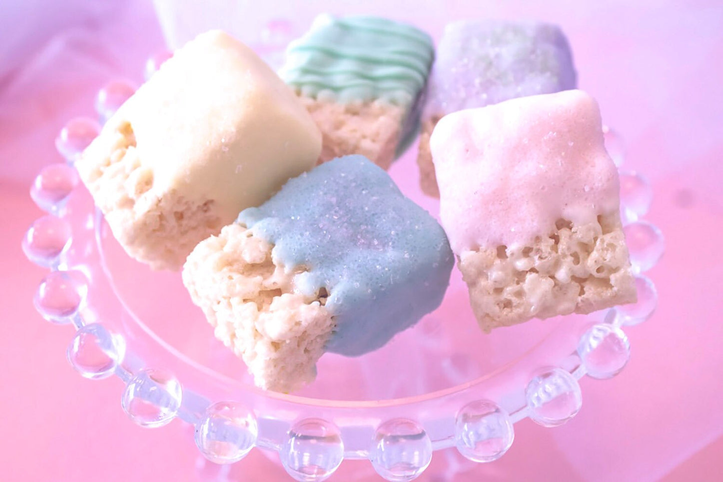 Mini Dipped Spring Rice Krispies- Easter Treats - Pastel Dipped Rice Krispies - 2 Dozen