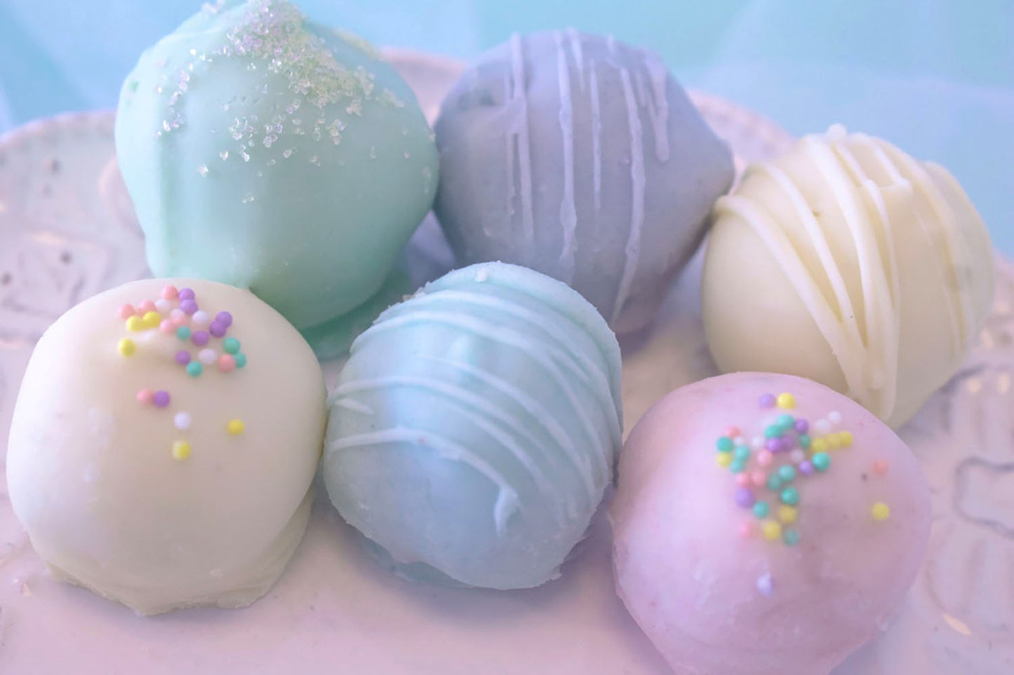 Assorted Cake Balls, One Dozen Chocolate Dipped Spring Cake Balls