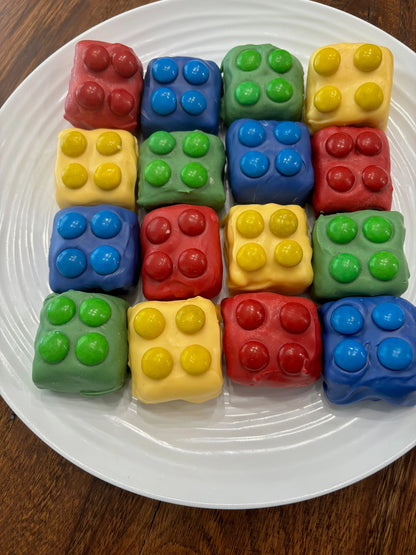 Lego Mini Rice Krispies - Lego Party Treats- Lego Birthday - LegoBirthday Party - Lego themed mini rice Krispy - 2 dozen